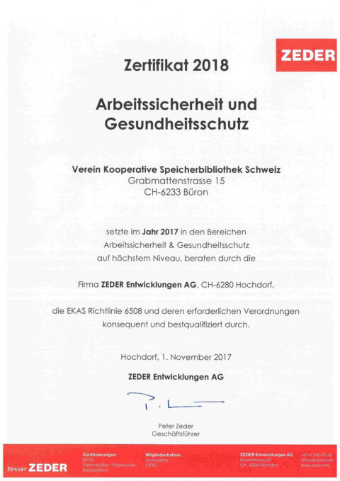 Zertifizierung Arbeitssicherheit 2018